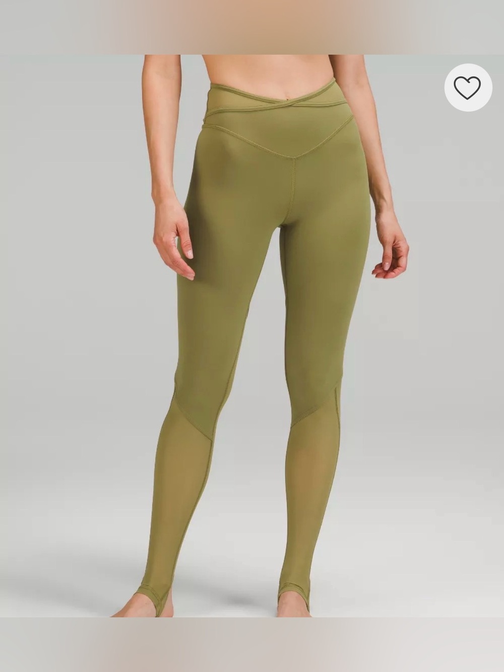✨ Lululemon Nulu Crisscross Mesh‎ Stirrup Tight Olive Green Leggings Sz 6 ✨